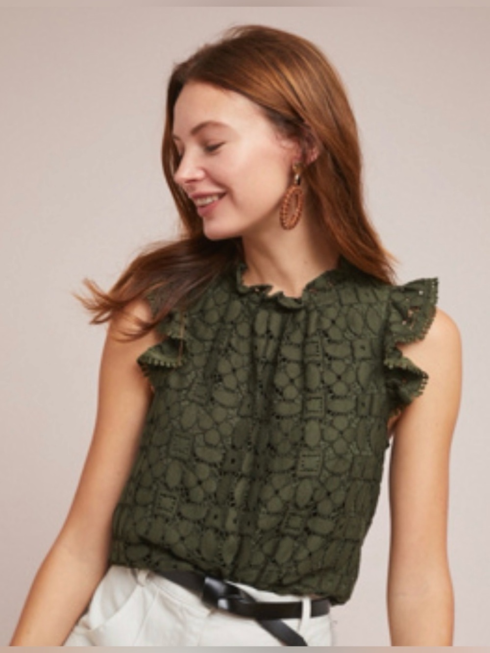 Anthropologie Maeve Angelica Flutter-Sleeved Blouse
